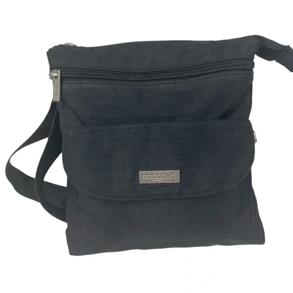 Baggallini Cruiser Slim Small Crossbody Organizer Bag Shoulder Black Nylon Purse - Picture 3 of 6